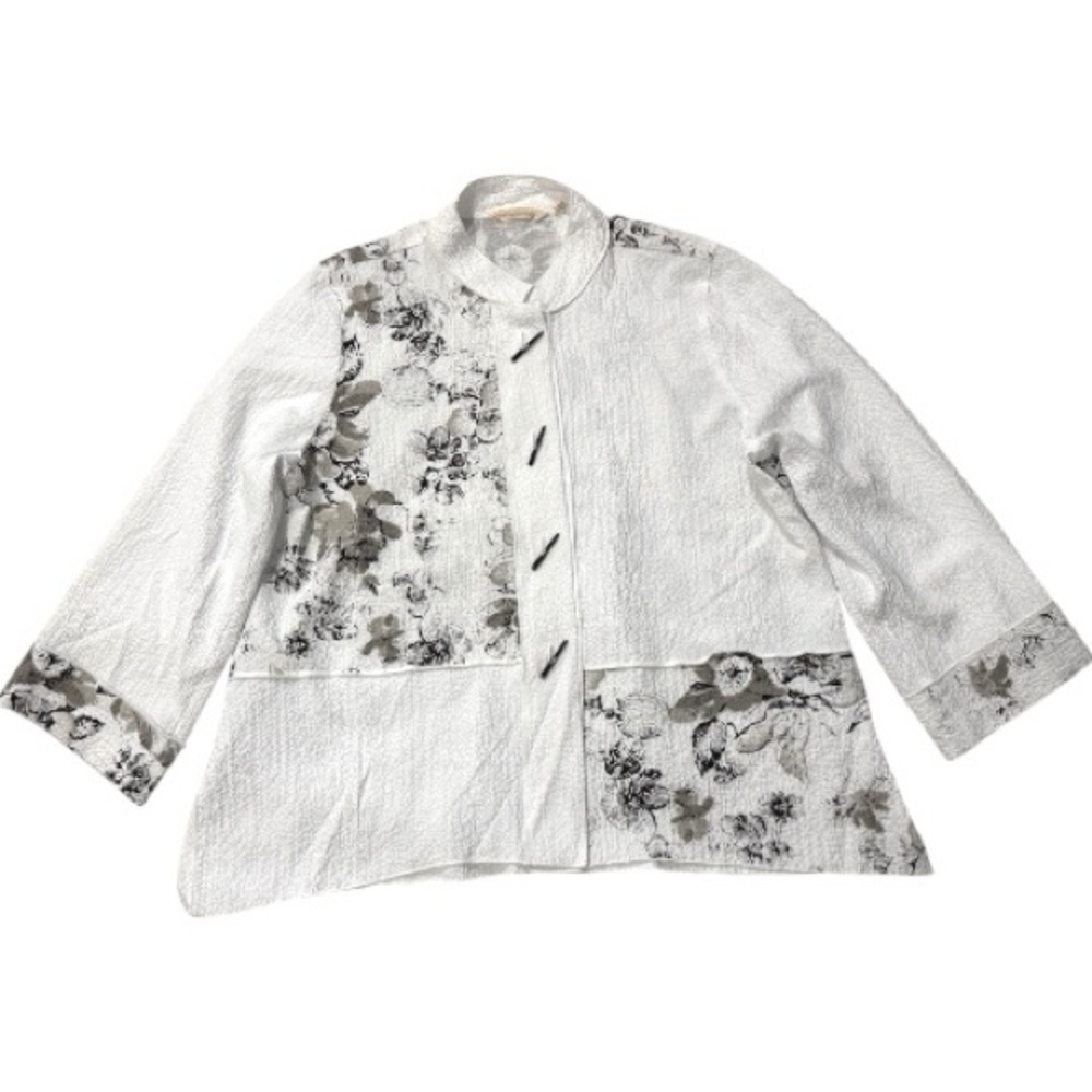 Soft Surroundings Women’s Textured White Fabric Easy-to-Wear -Large